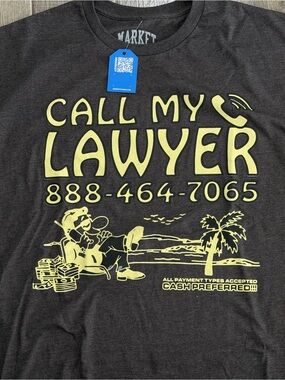 Market Studios - Call My Lawyer Graphic Tee - Charcoal with Yellow Print